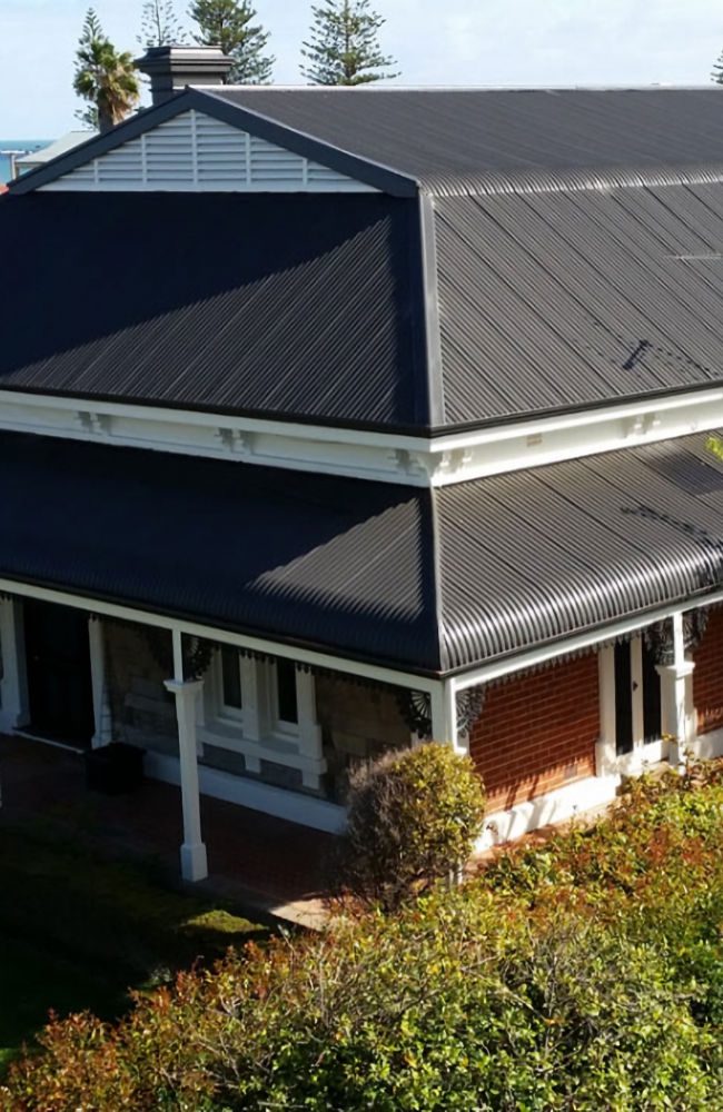 dark gray corrugated metal roof
